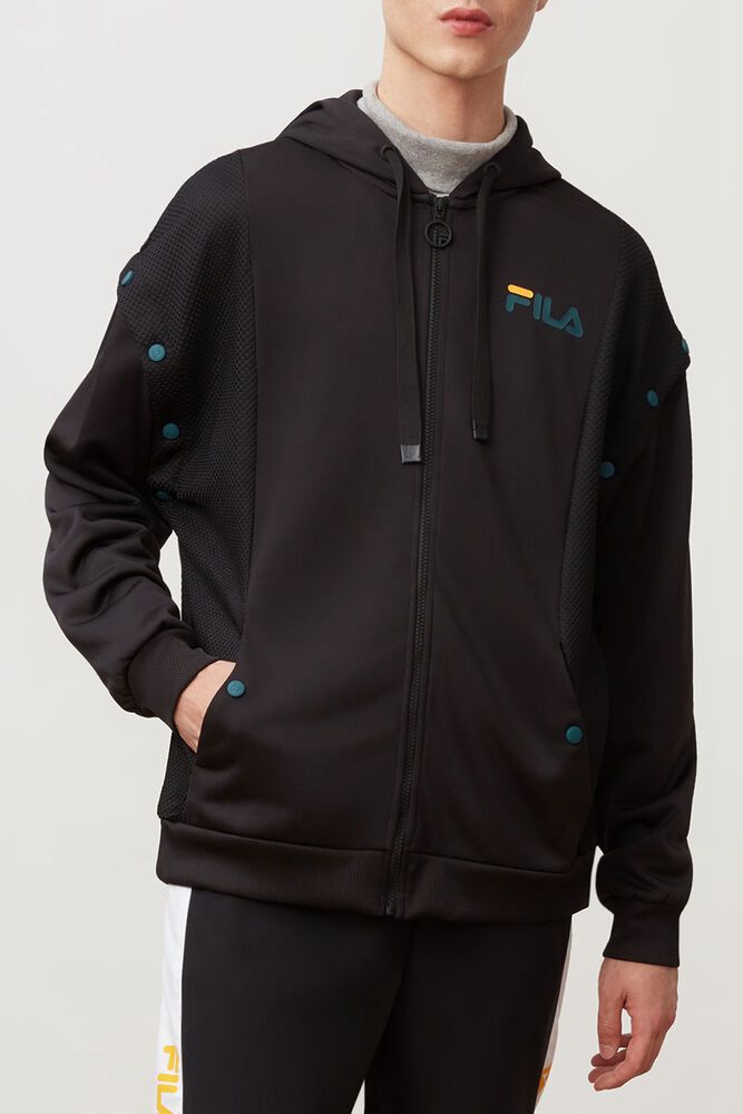 Fila Miesten Takki Zee Snap Off Sleeve Mustat - MXFC-32698